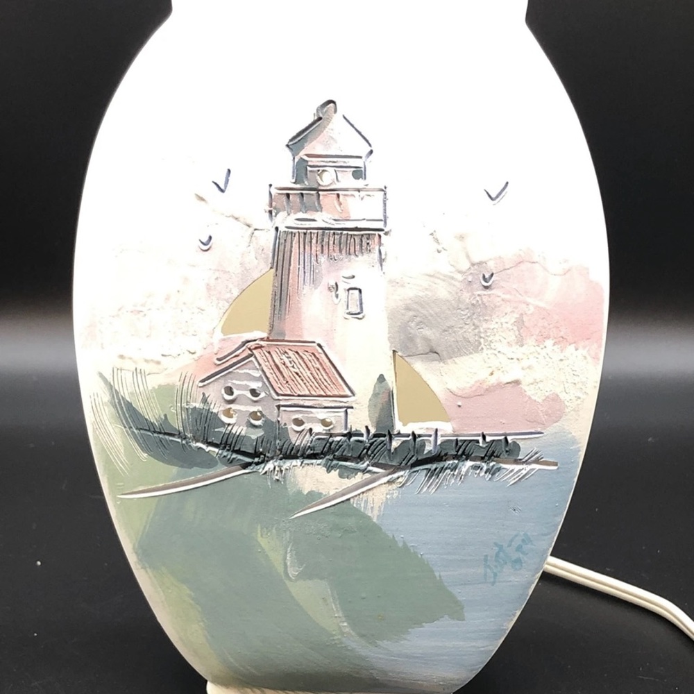 Vintage Ceramic Studio Vase Lamp Signed by Artist